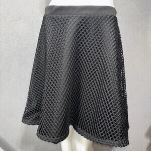 Contenta Black Mesh Overlay Skirt Large Fishnet Goth Edgy Net Skater Witchy